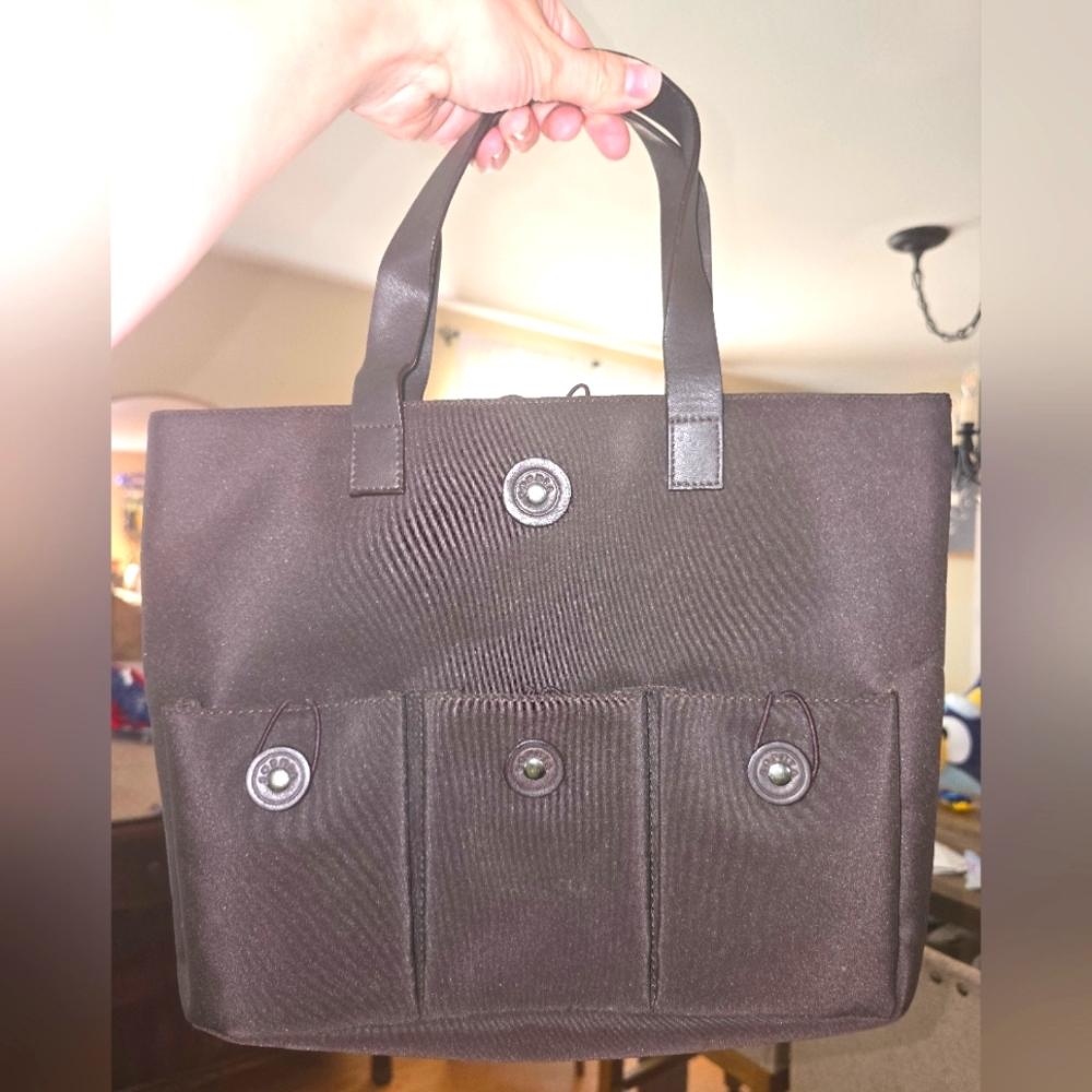 Sophia Nylon Espresso Brown Tote Bag Y2K